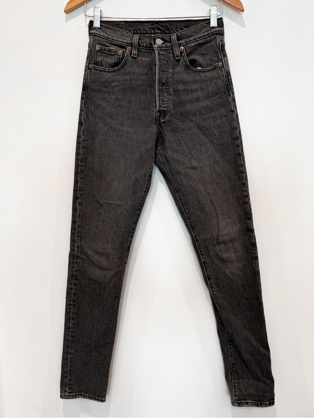 Levi’s 501 Skinny High Rise Jeans Washed Black W25 L32 Button Fly